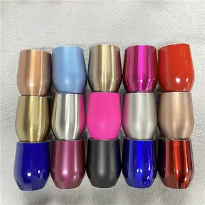 12oz 360ml wholesale powder coated stemless wine 12oz Insulated Wine Tumbler Multi colors Assorted Colors outdoor Coffee Cup