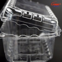 Boîte à clapet transparente en PET écologique pour fruits (fraises, tomates, raisins) de 500g