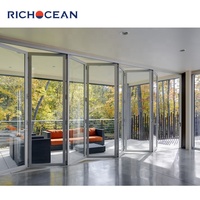 Porte pliante en aluminium RICHOCEAN résistante aux ouragans, portes patio pliantes à double vitrage, porte accordéon en verre