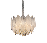 Lustre en cristal de verre, luminaire suspendu LED, plafonnier, dimmable, or champagne, CRI 90, décoration pour la maison, l'hôtel, le restaurant