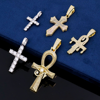 Pendentif croix personnalisé en argent sterling 925 Style Hip Hop chaîne de moissanite glace fête pendentifs fins breloques pour rappeurs