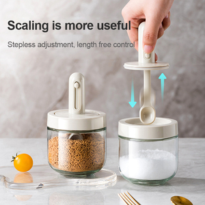Contenants à condiments 2 en 1, salière, poivrière, <span class=keywords><strong>sucrier</strong></span> avec couvercle, bouteille à épices télescopique avec cuillère - Product Image 2