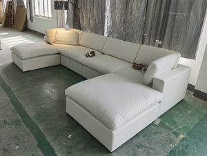 <span class=keywords><strong>Canapé</strong></span> modulaire en forme de L en lin moderne <span class=keywords><strong>pour</strong></span> salon, style nuage, vente en gros - Product Image 4