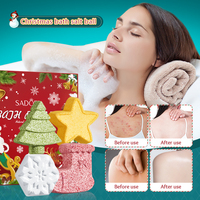 SADOER OEM Coffret de Boules de Bain de Noël 4x100g Hydratantes et Effervescentes Emballage Personnalisé Coffret Cadeau de Fêtes Kit Cadeau Spa Relaxant