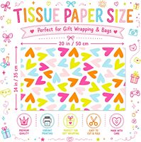 Papier de soie pour emballage cadeau, sacs et boîtes à motifs de coeurs colorés, 30 feuilles, emballage cadeau blanc, mariage, anniversaire, Saint-Valentin