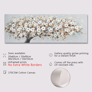 Impression sur toile d'art mural abstrait, peinture d'<span class=keywords><strong>arbre</strong></span> avec des fleurs blanches épanouies, nature morte sans cadre, encre originale imperméable - Product Image 2