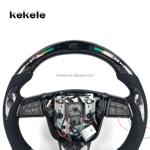 Volante Deportivo Personalizado de Cuero Negro y Fibra de Carbono Forjada con LED para Cadillac CTS CTSV CT4 CT5 ATS <span class=keywords><strong>ATSV</strong></span> - Product Image 2