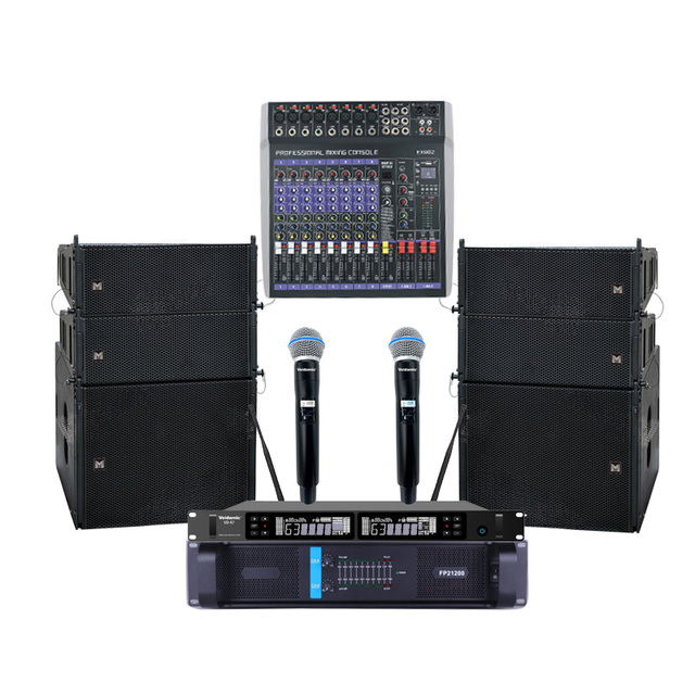 Set01 Professional Metal Audio Sound System 1000W Amplifier Dual Wireless Microphone 8-Channel Mixer 12-inch Subwoofer for