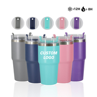 Bouteilles d'eau isothermes en métal rose vif de 20 oz pour voiture, gobelet à vin personnalisé avec logo, avec couvercle, 600 ml, tasse à café colorée pour l'extérieur