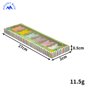 Biscuits en forme de lapin de Pâques, plusieurs teintes : orange, jaune, bleu, violet, rose, blanc, sucré, salé, emballage décoratif en boîte roulante - Product Image 2