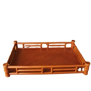 Bamboo Woven <b>Tea</b> <b>Tray</b> Rectangle Storage For <b>Tea</b> Sets And Snacks Tabletop Organizer - Product Image 5