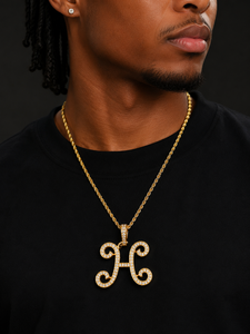 Custom 925 Sterling <b>Silver</b> Brilliant Cut VVS Moissanite <b>Initial</b> Letter H Pendant Platinum Plated Trendy Hip Hop <b>Necklace</b> for Men - Product Image 4