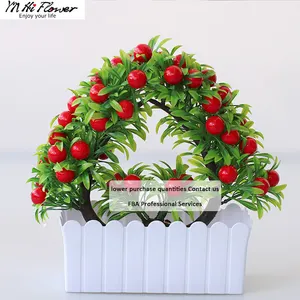 Wholesale Artificial Fruit Tree Small Bonsai With Flower Pot Home Decoration