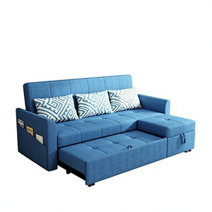 Canapé-lit <span class=keywords><strong>convertible</strong></span> moderne et simple en tissu, multifonctionnel, avec chaise longue escamotable et pliable, structure en bois, idéal pour les petits appartements. - Product Image 1