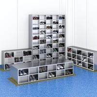 Armoire à chaussures commerciale en acier inoxydable, design moderne et minimaliste, casier multi-portes pour salle de sport avec serrure