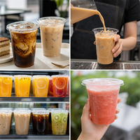Op maat gemaakte 200ml 450ml 600ml 800ml logo bedrukte enkelwandige PET plastic bubble tea/ijskoffie bekers