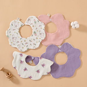 Baberos de doble cara para bebés, baberos de gasa suave de algodón puro, baberos antivómito con forma de pétalo para bebés y niños pequeños de 0 a 3 años - Product Image 3