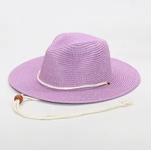 供应商低调酸洗紫色草帽男孩男士彩色巴拿马帽气质晚餐软呢帽流行爵士帽