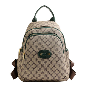 Sac à dos de luxe pour femme à motif géométrique tendance, antivol, sac à main de créateur, matériau PU de haute qualité, portable pour un usage quotidien - Product Image 5