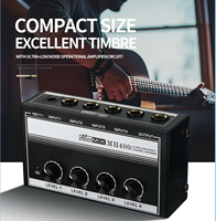 Console de mixage audio métallique ultra-compacte 4 canaux avec réglage vocal, faible bruit et adaptateur d'alimentation 12V DC
