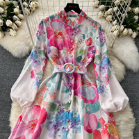 Automne Floral Série Imprimé Robes Lanterne Ethnique À Manches Longues Robe De Vacances Nouvelle Robe De Soirée Boutique Pour Femmes