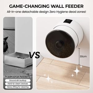 Comedouro Automático de Parede para Animais de Estimação com Tigela de Aço Inoxidável, Tampa Vedada e Design à Prova de Mofo para Gatos e Cães - Product Image 2