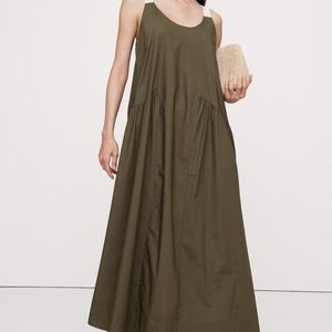 Nouvelle arrivée, robe d'été de haute qualité pour femmes, bretelles spaghetti, col en V, robe maxi modeste, robe décontractée 100% coton - Product Image 2
