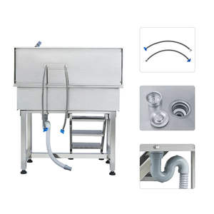 Estación de Baño Profesional <span class=keywords><strong>para</strong></span> <span class=keywords><strong>Perros</strong></span> de Acero Inoxidable de 50 Pulgadas, Estación de Lavado <span class=keywords><strong>para</strong></span> Mascotas Grandes y Pequeñas con Escaleras a la Izquierda - Product Image 4