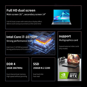 แล็ปท็อปจอคู่ 16 นิ้ว LCD + จอสัมผัส 14 นิ้ว <span class=keywords><strong>Core</strong></span> <span class=keywords><strong>I7</strong></span> 9750H แรม 16GB <span class=keywords><strong>Zenbook</strong></span> Duo แล็ปท็อปเกมมิ่งโน้ตบุ๊ก - Product Image 6