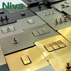 Niva luxe 1 Gang 2 voies hôtel en laiton interrupteur à bascule Style rétro panneau en acier inoxydable prises électriques murales pour la maison - Product Image 5