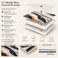 Panneau mural en PVC brillant imperméable MORLENX noir, blanc et or, effet marbre UV, pour murs de villas de luxe et murs TV
