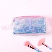 Mignon transparent pvc sequin quicksand liquide sirène paillettes étui à crayons grand