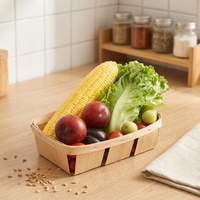 Houten voedselmandjes, houten cadeaumandjes, vierkante geventileerde fruitmandjes