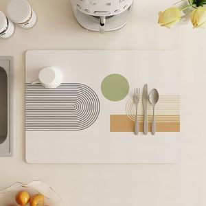 Tapis d'évier de cuisine en terre de diatomée, frais et élégant, séchage rapide, antidérapant, pour vaisselle, bols et baguettes - Product Image 4