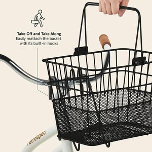 La cesta delantera de bicicleta desmontable cuenta con una malla de media malla de acero con asas de elevación de bicicleta incorporadas y ganchos desmontables - Product Image 5