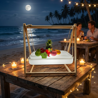 Lampe de table carrée en plastique LED, étanche, résistante aux chutes, à changement de couleur, avec plateau lumineux pour fruits, pour bureau, restaurant, bar