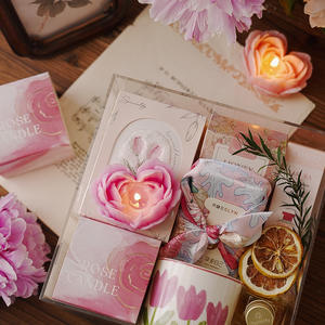 Ev dekor sevgililer günü koku hediye el yapımı özel soya balmumu parafin balmumu kalp gül şekli kokulu mum - Product Image 2