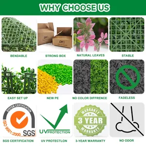 מותאם אישית פלסטיק מלאכותי טופיארי תאשור דשא מחצלת פאנל פרטיות מלאכותית צמחי גידור קיר ירוק לגינה אנכית