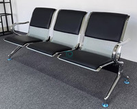 Chaise d'attente en acier et métal à 1, 2 ou 3 places, en cuir PU, pour aéroport, hôpital, bureau, clinique, banque, réception ferroviaire, vente chaude