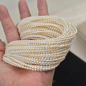Collier de perles de millet en perles d'eau douce naturelles de 2,5 mm, lisses, sans noyau, couleur blanche, semi-finies, perles en vrac pour bricolage - Product Image 3