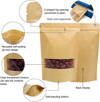Sac en papier kraft imprimé biodégradable, pochette refermable, sac alimentaire en papier kraft, emballage personnalisé avec fermeture éclair