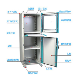 <b>Network</b> <b>Cabinet</b> Double Door Server Rack Electrical Control <b>Cabinet</b> With Drawer 600mm Width Industrial Use - Product Image 2