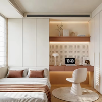 Tatami-Bett mit Integriertem Schrank, Multifunktionales Holzbett mit Schreibtisch und Großem Stauraum für Kinderzimmer