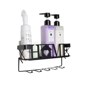 Home Wall Mounted Mail Key Organizer <b>Black</b> Metal Rack With <b>Hooks</b> For Entryway Storage 28cm Rectangle Shape - Product Image 5