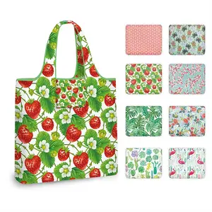 Wholesale Elegant Eco-Friendly Custom Pattern Design Carry Reusable Polyester RPET Shopping Foldable Eco Bag
