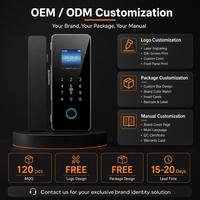 Cerradura de Huella Digital para Puerta de Vidrio de Oficina, Cerradura de Código para Puerta con Marco y sin Marco, Timbre Integrado, Cerradura Inteligente