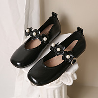Nouvelles Chaussures Mary Jane pour Enfants 2026, Décoration Fleur Perle, Bout Carré, Cuir, Chaussures Filles, Vente en Gros, Usine OEM, Logo Personnalisé