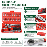 Jeu de clés à douilles en acier au chrome-vanadium 46 pièces, entraînement 1/4, 4-14 mm, cliquet à dégagement rapide 72 dents, kit d'outils à articulations universelles, robuste, OEM ODM