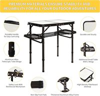 Table de camping pliante en aluminium à 3 hauteurs réglables 25in Max 50 Extra Space Indoor Outdoor Picnic BBQ Carry Handle Table