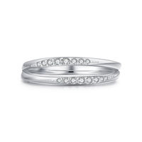 Vente flash Bague de mariage haut de gamme pour femme en argent sterling 925 à double couche avec zircon